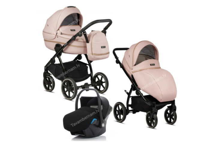 Tutis Uno 3 plus Leather 3-1 197 Peach bērnu rati trīs vienā (eko-āda)